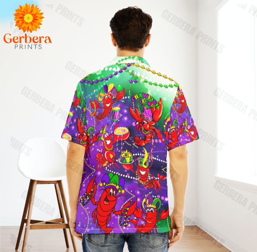 Mardi Gras Crawfish Crew Purple - Hawaiian Shirt