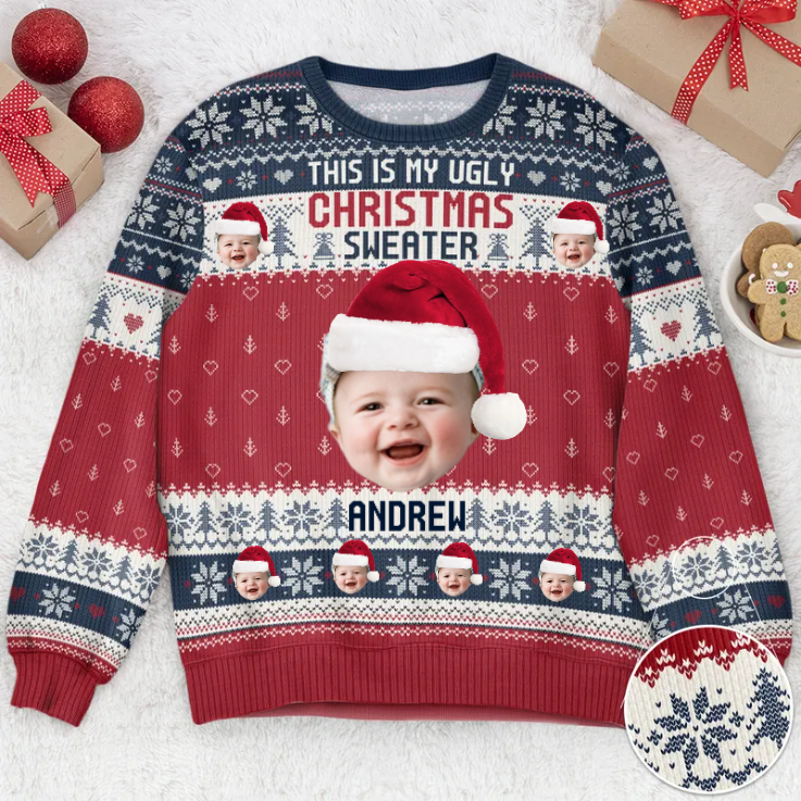 Custom Photo This Is My Ugly Christmas Sweater New Version - Personalized Ugly Sweater