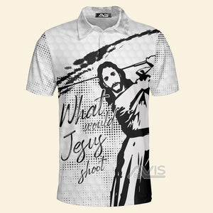 Avis89 What Would Jesus Shoot Black And White Golf - Men Polo Shirt