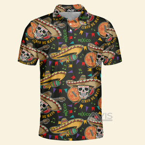 Avis89 Cinco De Mayo Fiesta Mexican Skull And Hat - Men Polo Shirt 