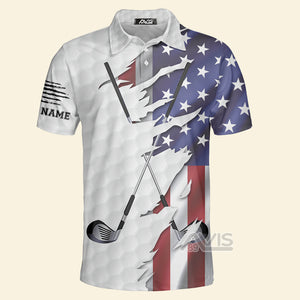 Avis89 American 4th July American Flag - Gift For Golf Lovers - Personalized Men Polo Shirt 