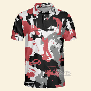 Red And White Camouflage Golf - Polo Shirt 