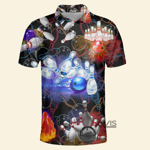 Avis89 Colorful Bowling Black Multicolor Flashlight - Men Polo Shirt