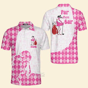 Avis89 Par Then Bar Pink Flamingo - Personalized Men Polo Shirt