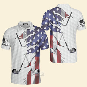 Avis89 American 4th July American Flag - Gift For Golf Lovers - Personalized Men Polo Shirt 