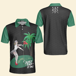 Avis89 Just Tap It In Funny Black And Green Golf - Men Polo Shirt