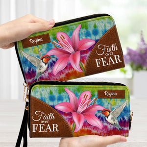 Faith Over Fear Lily Flower - Thoughtful Gift For Christians - Personalized Clutch Purses - AT4080741