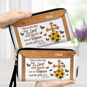 Cross This Is The Day That The Lord Has Made - Beautiful Personalized Clutch Purses - AT4081406