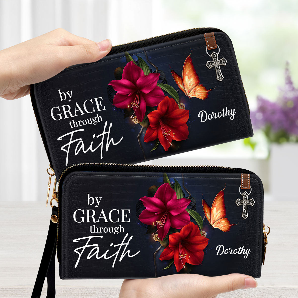 By Grace Through Faith - Thoughtful Gift For Christians - Personalized Clutch Purses - AT4080732