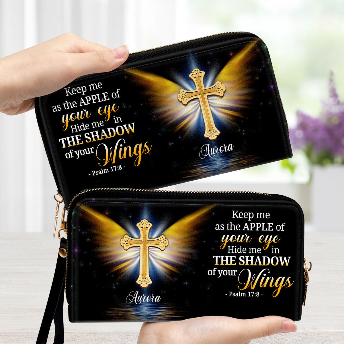 Of God Hide Me In The Shadow Of Your Wings Psalm 178 - Unique Personalized Clutch Purses - AT4080929