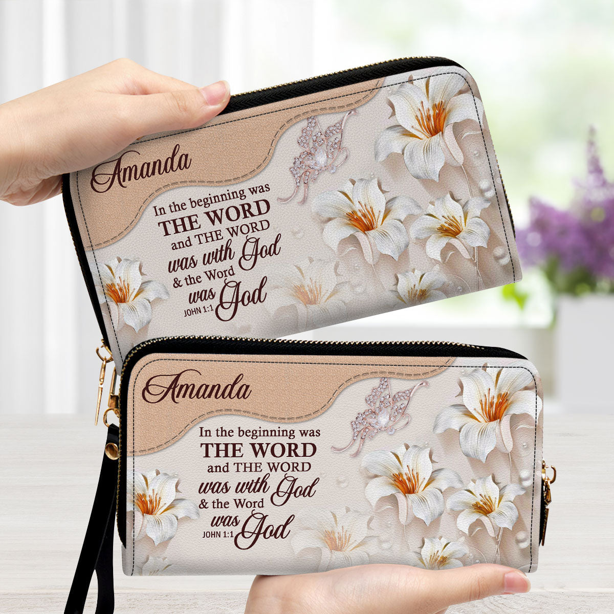 Lily In The Beginning Was The Word - Awesome Personalized Clutch Purses - AT4081409