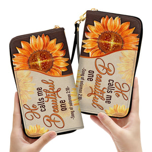 He Calls Me Beautiful One Fancy Sunflower - Thoughtful Gift For Christians - Personalized Clutch Purses - AT4080743