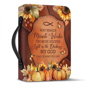 Way Maker Miracle Worker Autumn Flower - Leather Bible Cover