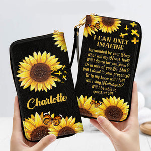 I Can Only Imagine Sunflower And Cross - Personalized Clutch Purses - AT4080914