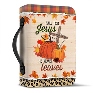 Fall For Jesus Autumn Theme - Leather Bible Cover - PT4091214