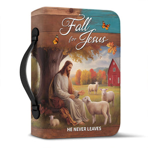 Fall For Jesus He Never - Leather Bible Cover - PT4091202