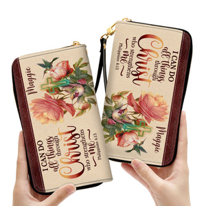 I Can Do All Things Through Christ Philippians 413 Humming Bird And Cross - Thoughtful Gift For Christians - Personalized Clutch Purses - AT4080923