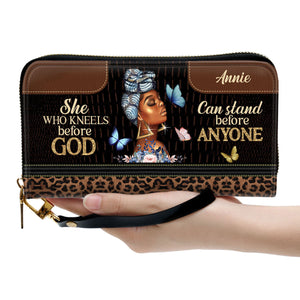 She Who Kneels Before God Can Stand Before Anyone - Personalized Clutch Purses - AT4081456