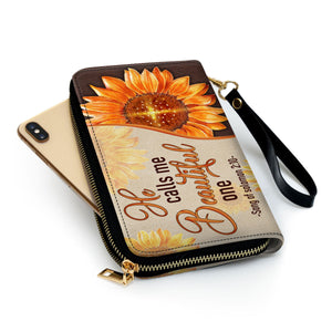 He Calls Me Beautiful One Fancy Sunflower - Thoughtful Gift For Christians - Personalized Clutch Purses - AT4080743