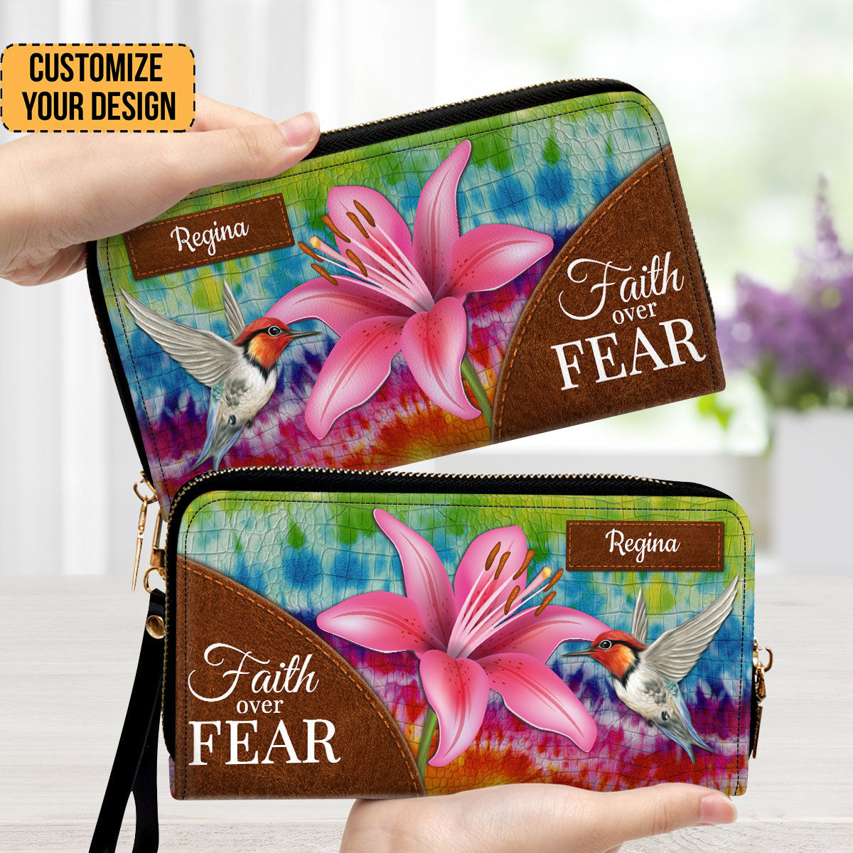 Faith Over Fear Lily Flower - Thoughtful Gift For Christians - Personalized Clutch Purses - AT4080741