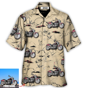 Custom Photo Motorcycle Desert Catus Mountain - Personalized Hawaiian Shirt