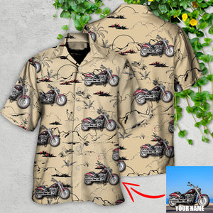 Custom Photo Motorcycle Desert Catus Mountain - Personalized Hawaiian Shirt