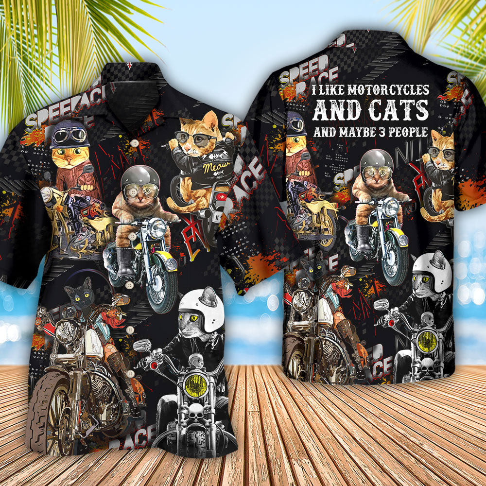 I Like Motocycles And Cats - Hawaiian Shirt