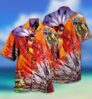 Native America Amazing With Fire Red Cool - Hawaiian Shirt