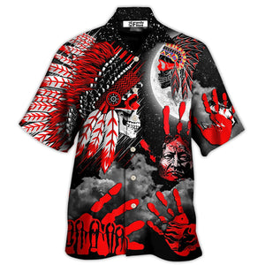 Native American Halloween Red Skull Moon Night Style - Hawaiian Shirt