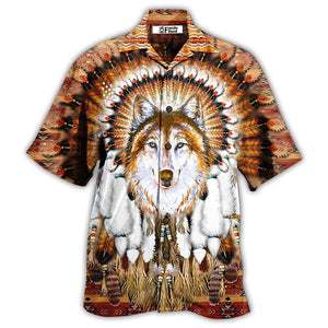 Native American Wolf Feather Headdress Cool - Hawaiian Shirt