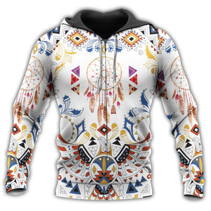 Native Dreamcatcher And Pattern White Simple - Hoodie