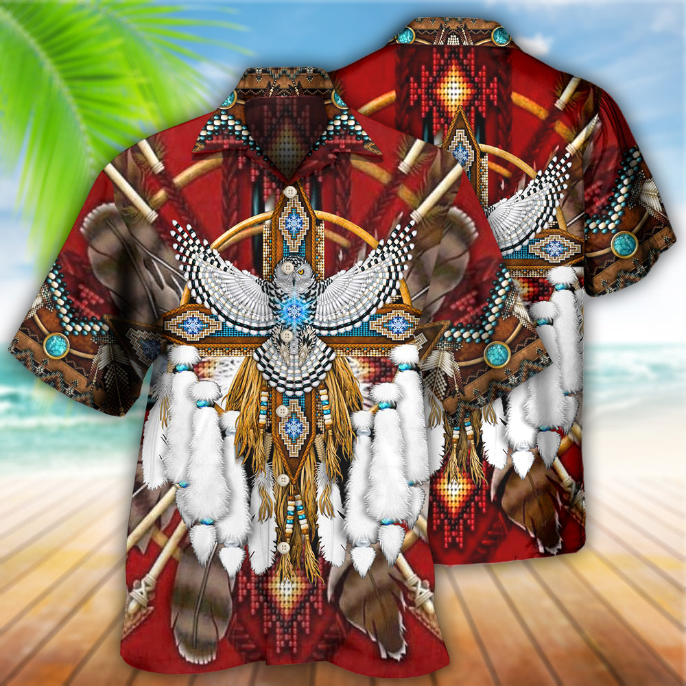 Native Dreamcatcher Sunset Red - Hawaiian Shirt