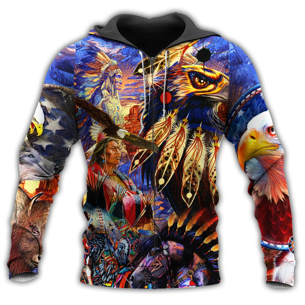 Native Eagle All My Heart Bright Colors - Hoodie 