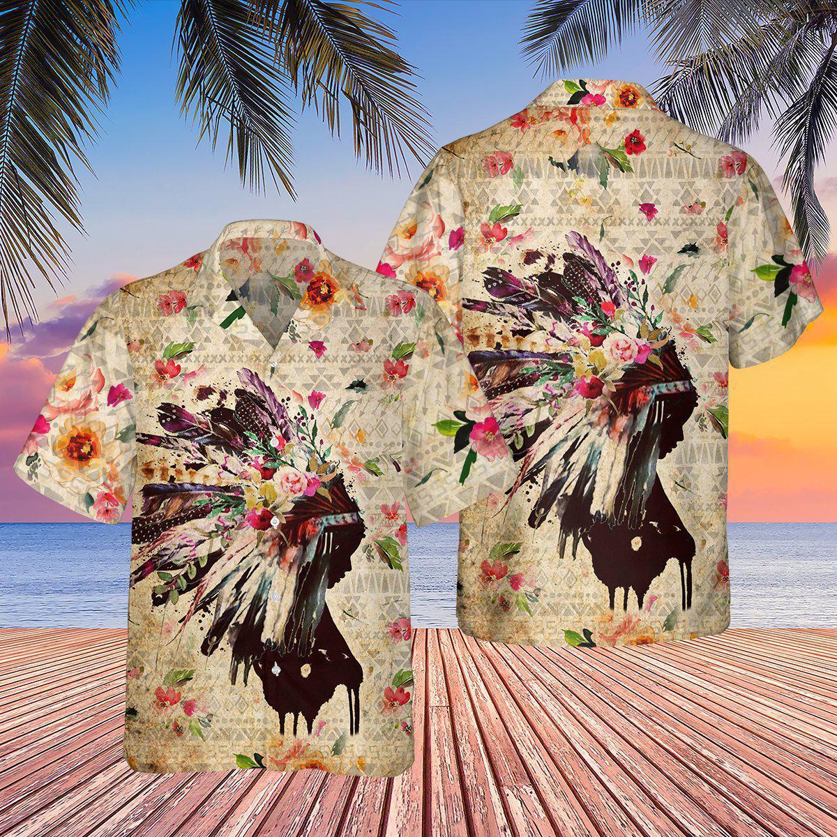 Native Girl Flowers Floral - Hawaiian Shirt