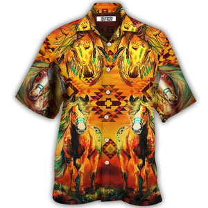 Native Horse Love Peace Life Sunset Pattern - Hawaiian Shirt