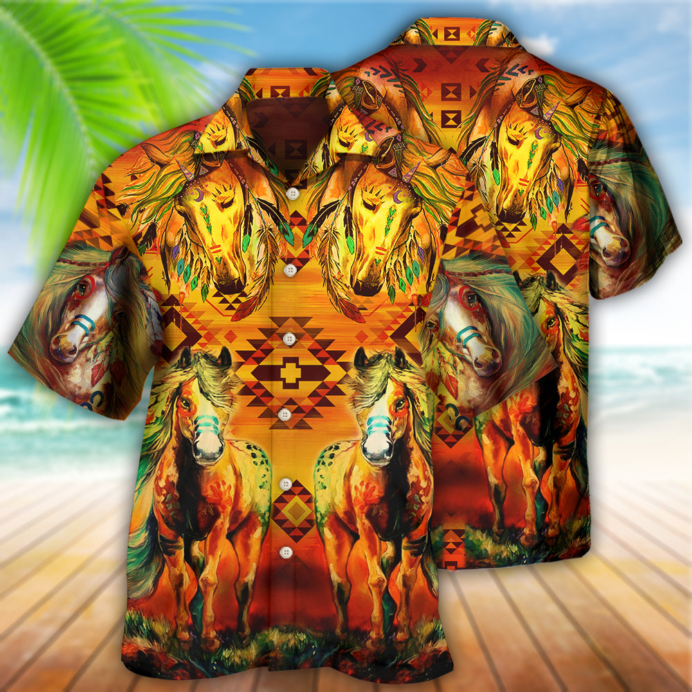 Native Horse Love Peace Life Sunset Pattern - Hawaiian Shirt