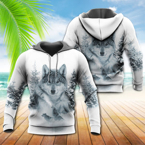 Native Life And American Culture Wolf In The Snow - Hoodie 