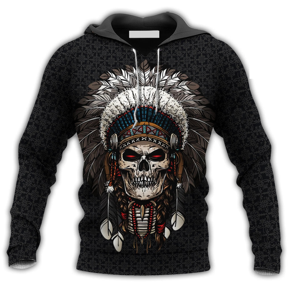 Native Skull Black Simple But Unique - Hoodie 