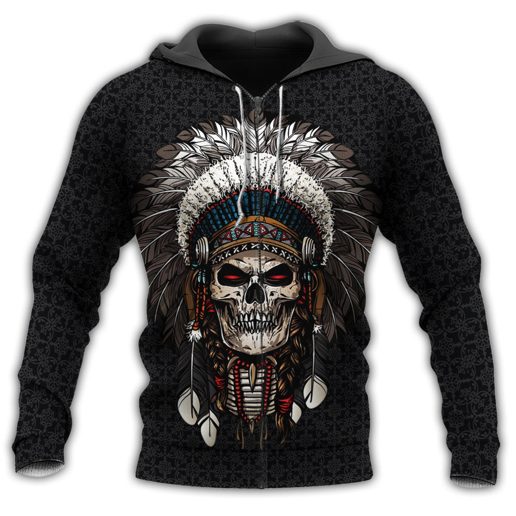 Native Skull Black Simple But Unique - Hoodie 