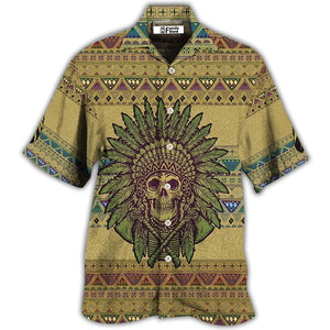 Native Skull Style Love Peace Pattern - Hawaiian Shirt