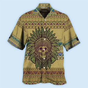 Native Skull Style Love Peace Pattern - Hawaiian Shirt