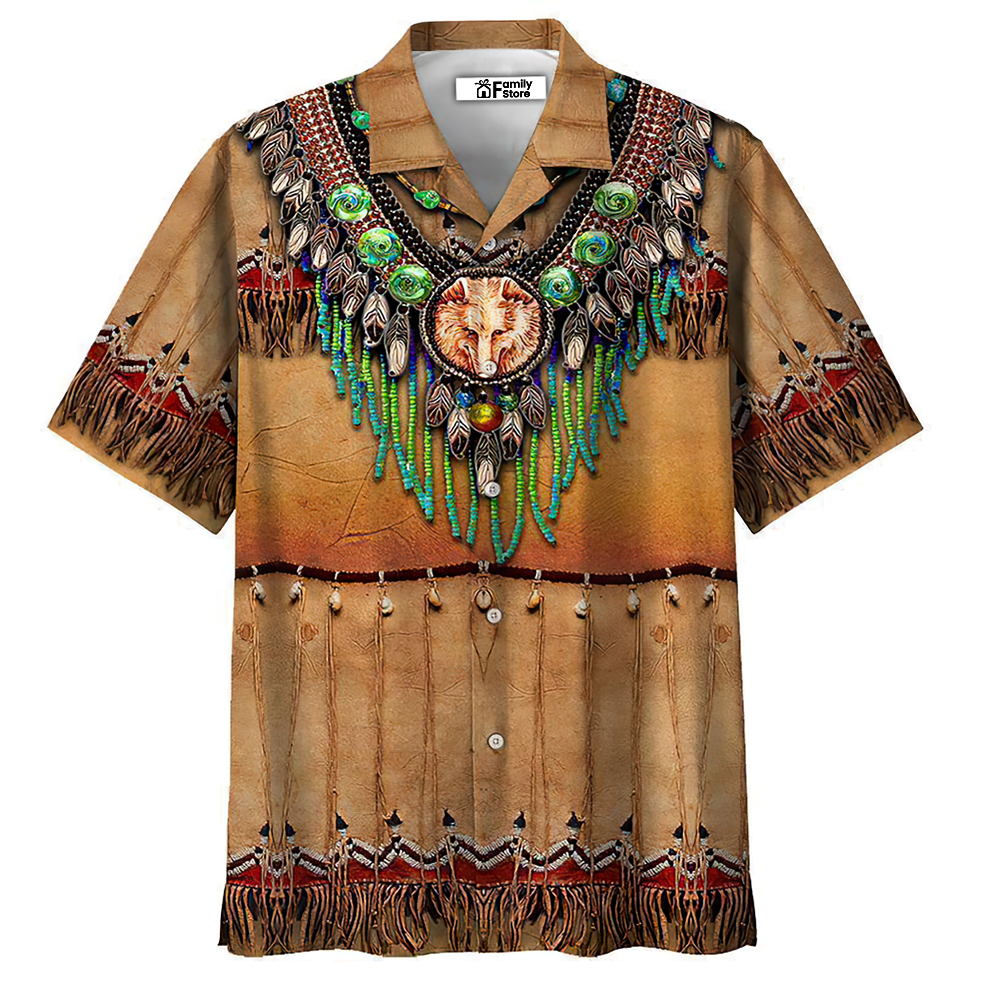 Native Style Love Peace Brown Costume Cosplay - Hawaiian Shirt