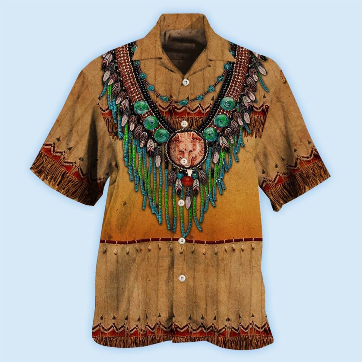 Native Style Love Peace Brown Costume Cosplay - Hawaiian Shirt