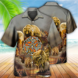 Native Style Love Peace Cool Animals - Hawaiian Shirt