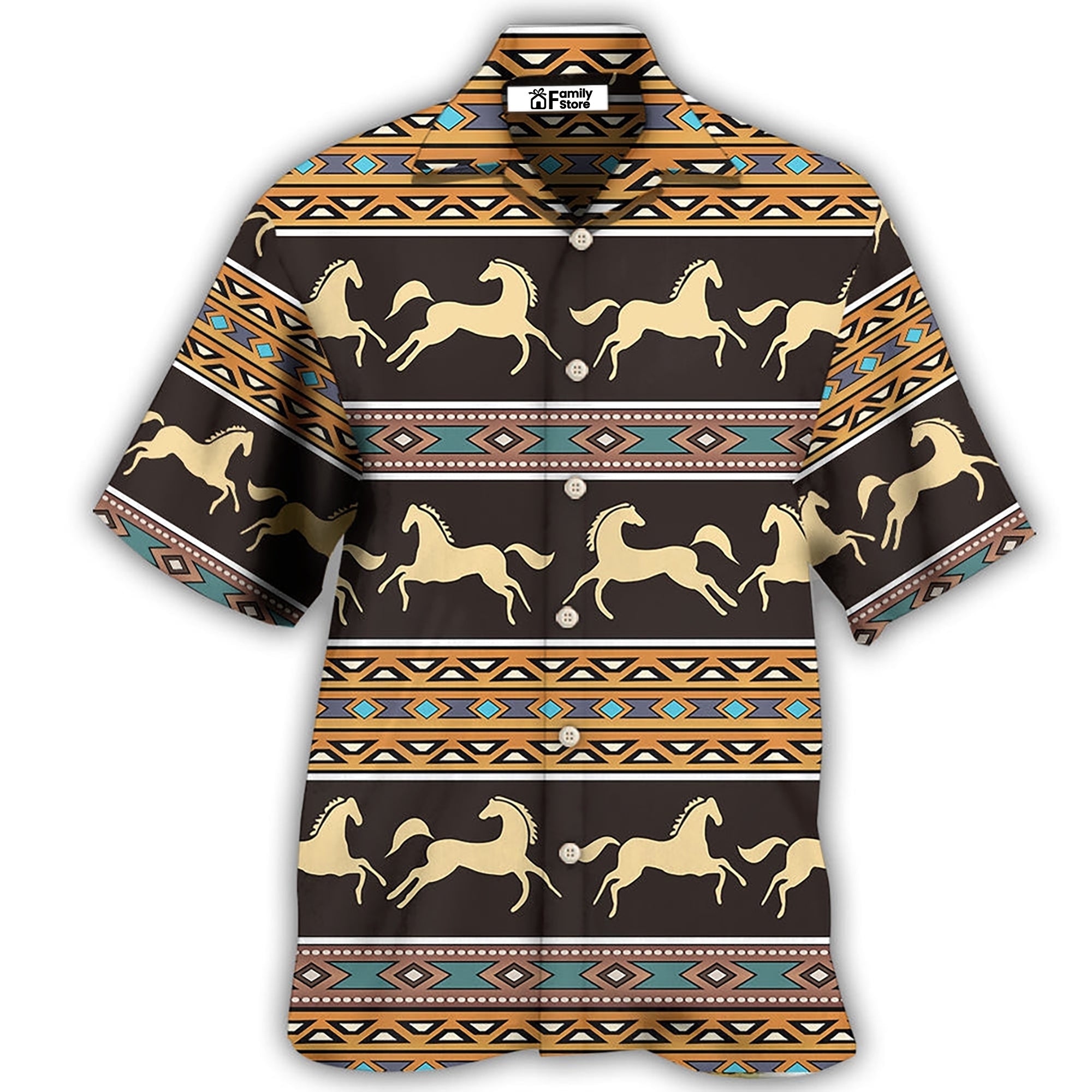 Native Style Love Peace Horse Pattern - Hawaiian Shirt