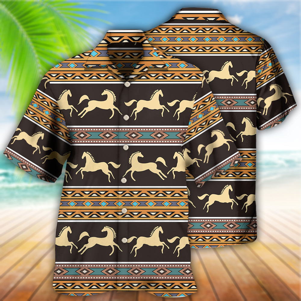 Native Style Love Peace Horse Pattern - Hawaiian Shirt