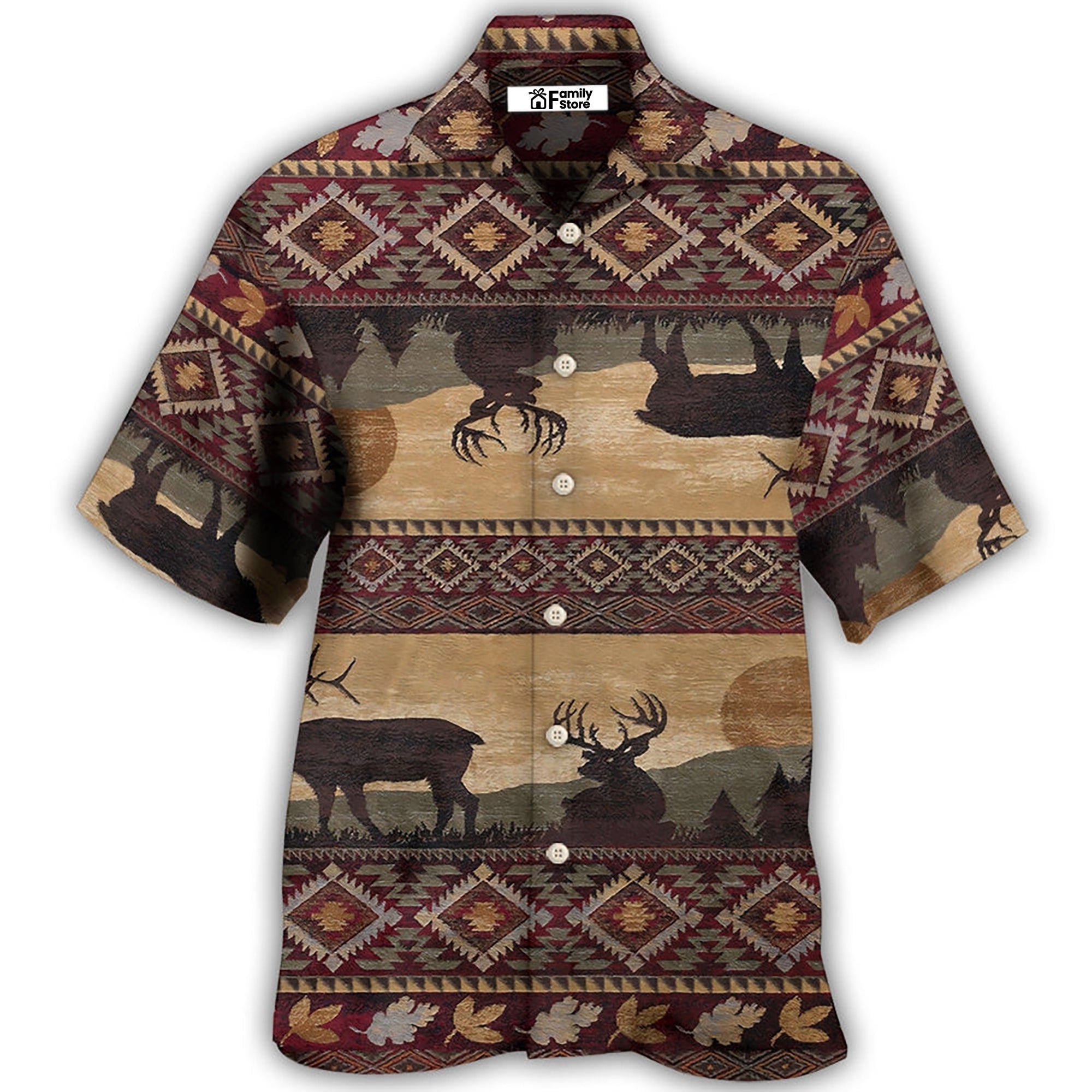 Native Style Love Peace Moose - Hawaiian Shirt