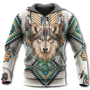 Native Wolf With Sign Amazing Color - Hoodie 