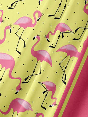 Flamingo Pattern Yellow Lines - Hawaiian Shirt