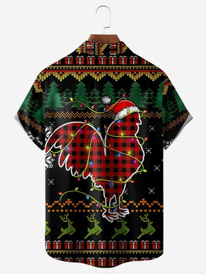 Christmas Rooster And A Hat - Hawaiian Shirt